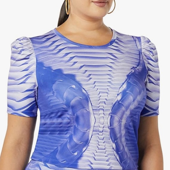 31) Making the Cut Season 3 Puff Sleeve Printed Knit Cropped Too NWT sz XXL - Picture 1 of 9
